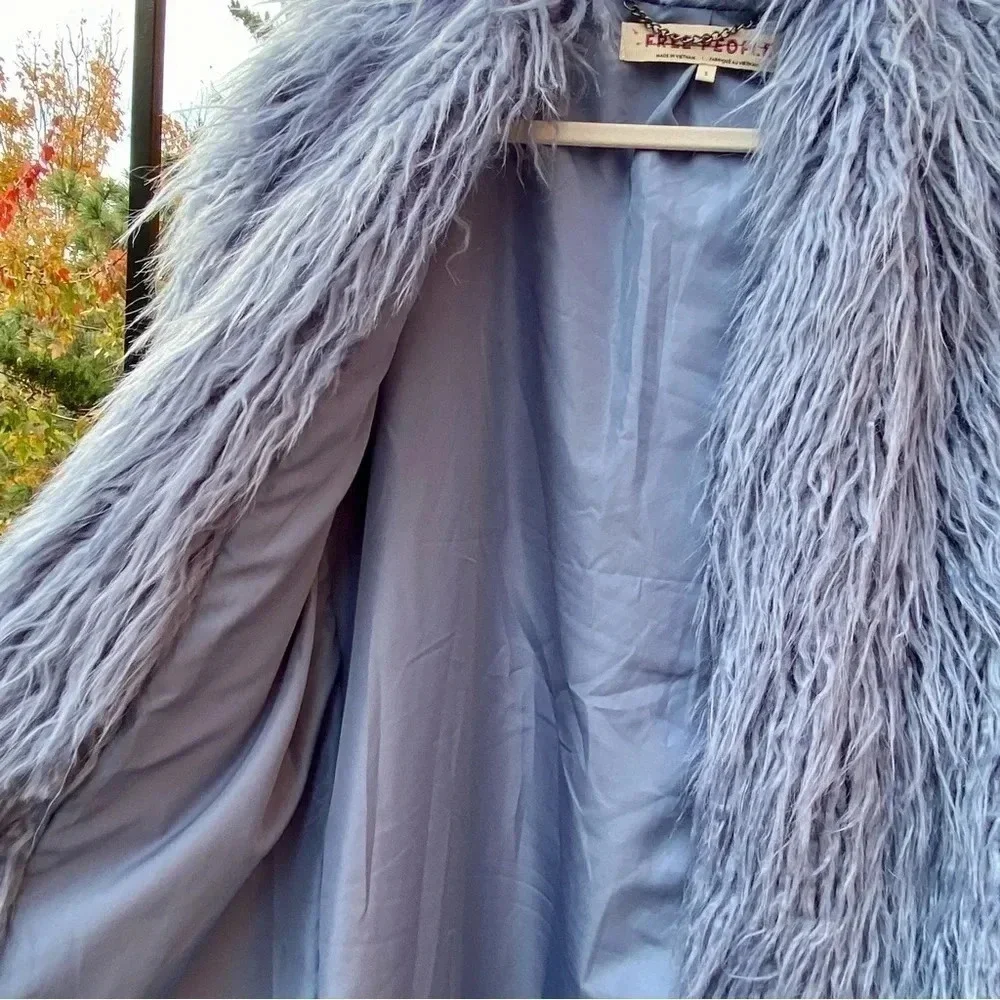 NWT Free People Renata Fur Jacket Blue Taylor Swift - Picture 9 of 16